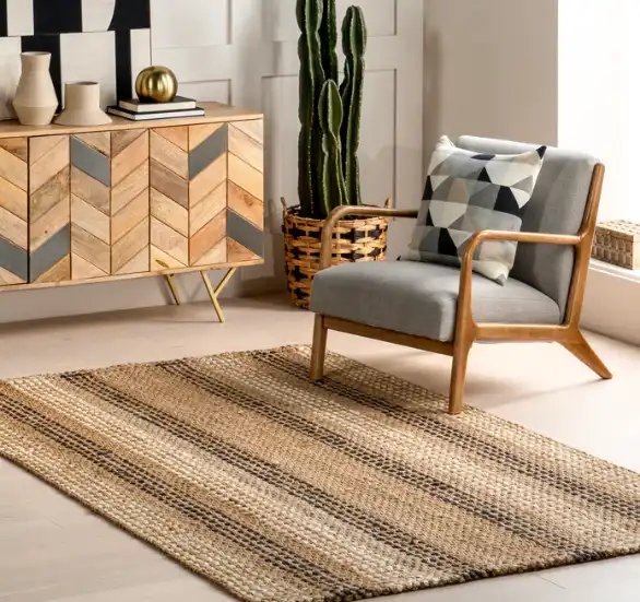 Haven Striped Chunky Jute Area Rug