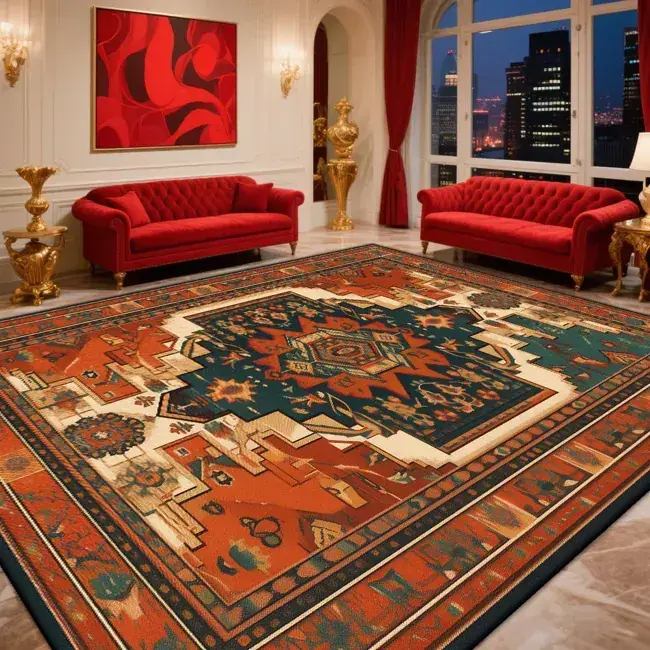 Classic Persian style rug in living room