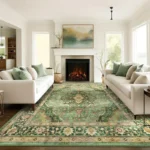 Classic green traditional rug in living room